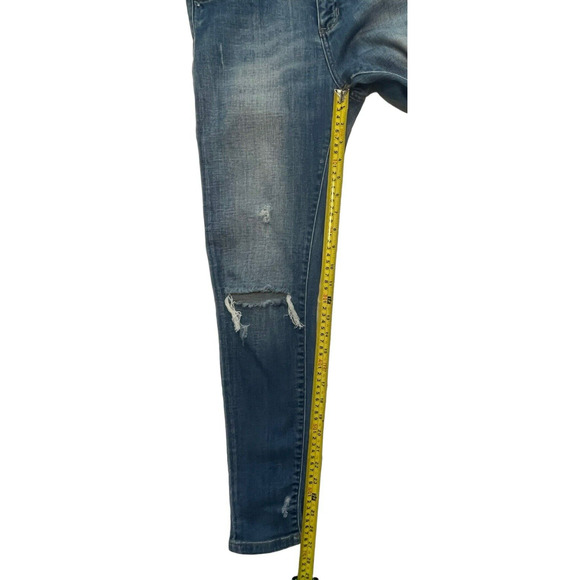 John John Made in Heaven Jeans Mid Rise Size 28x27 Distressed Skinny Blue - Picture 5 of 9